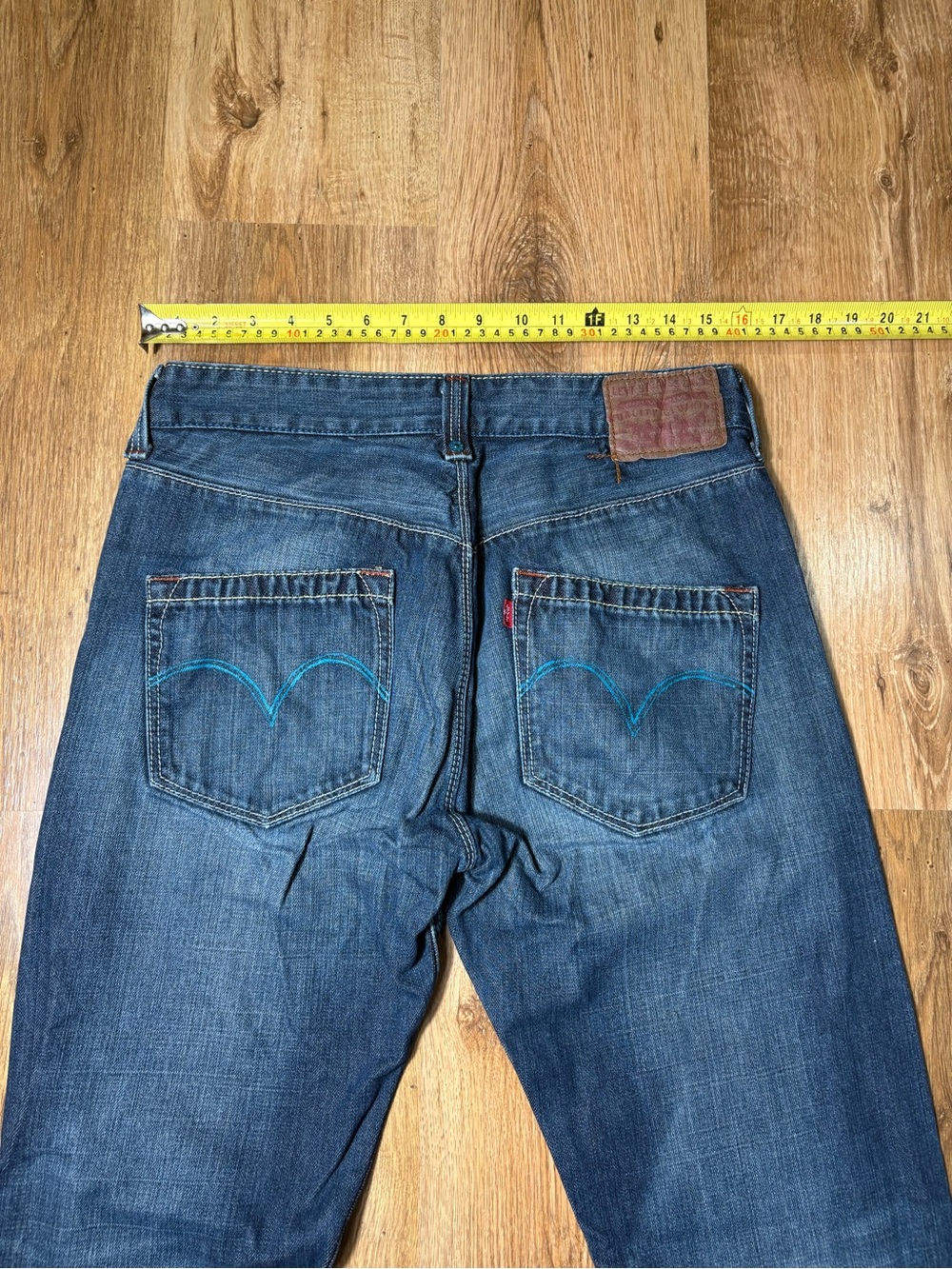 Rare Y2K Levis Jeans Blue Painted Pockets Straight Fit 32x32